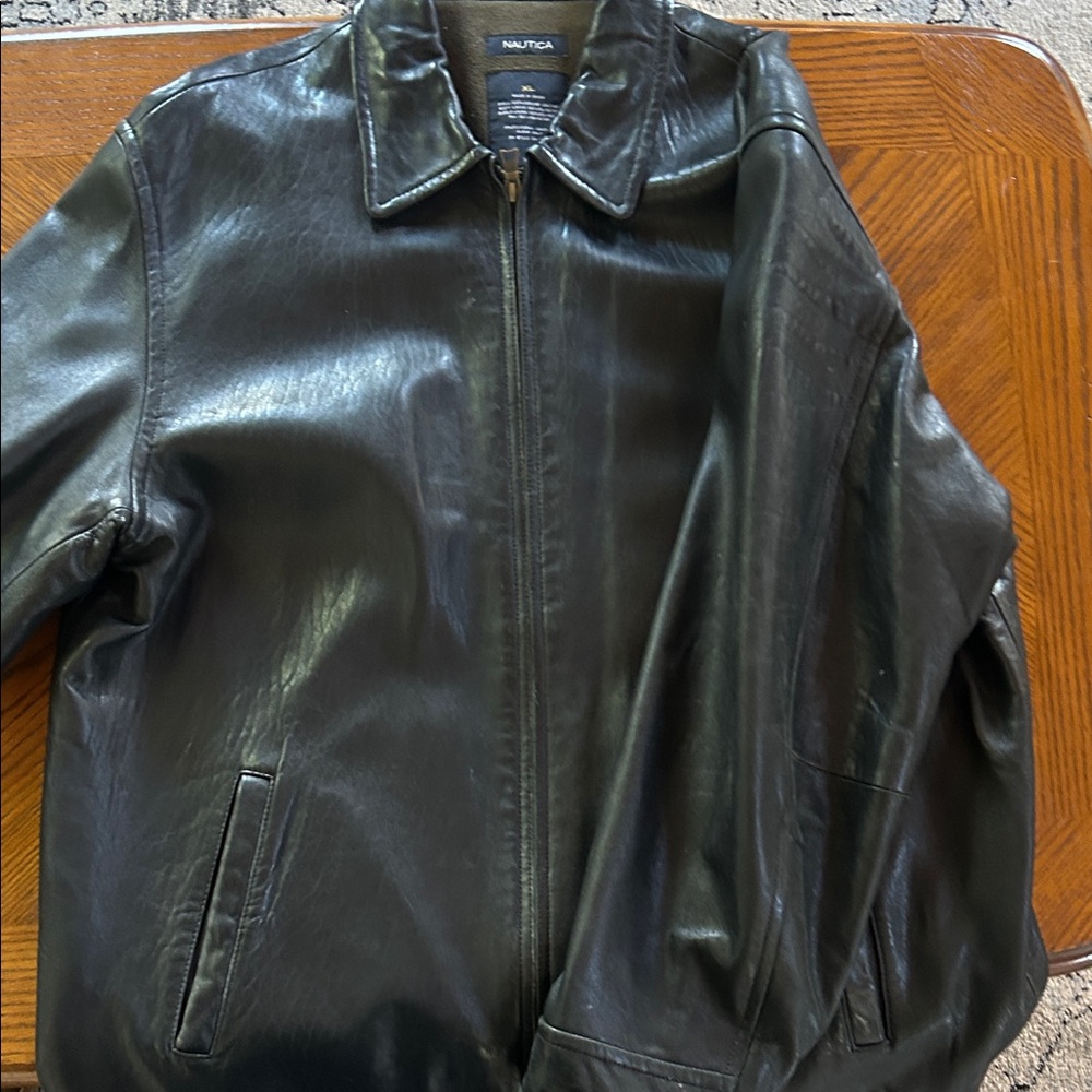 Nautica Men's Dark Leather Jacket - Picture 4 of 4